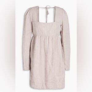 GANNI Gathered Hemp Mini Dress Square Neck Pink  EU‎ 32 US 0